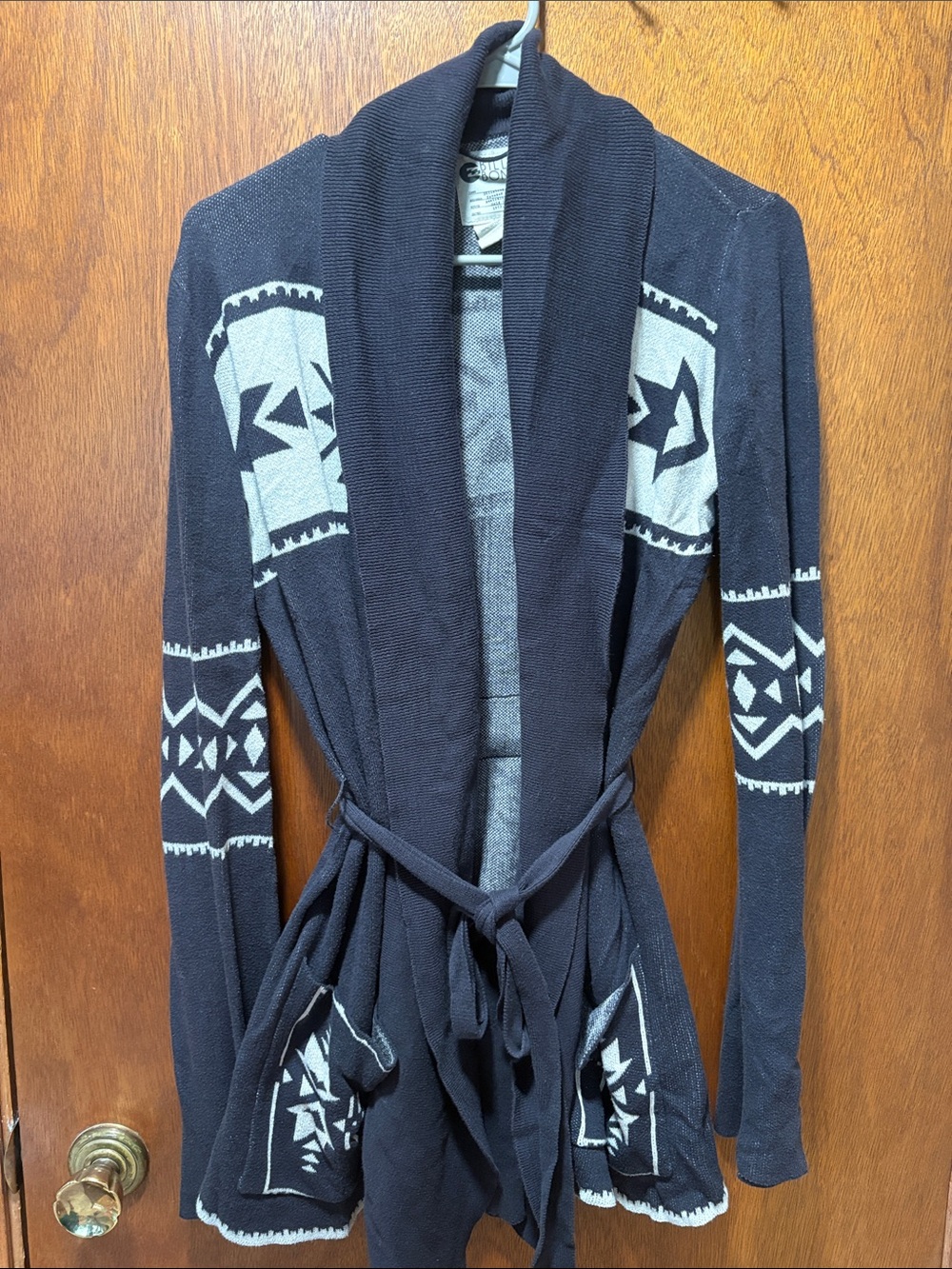 Billabong Aztec Shawl-Collar Belted Cardigan
